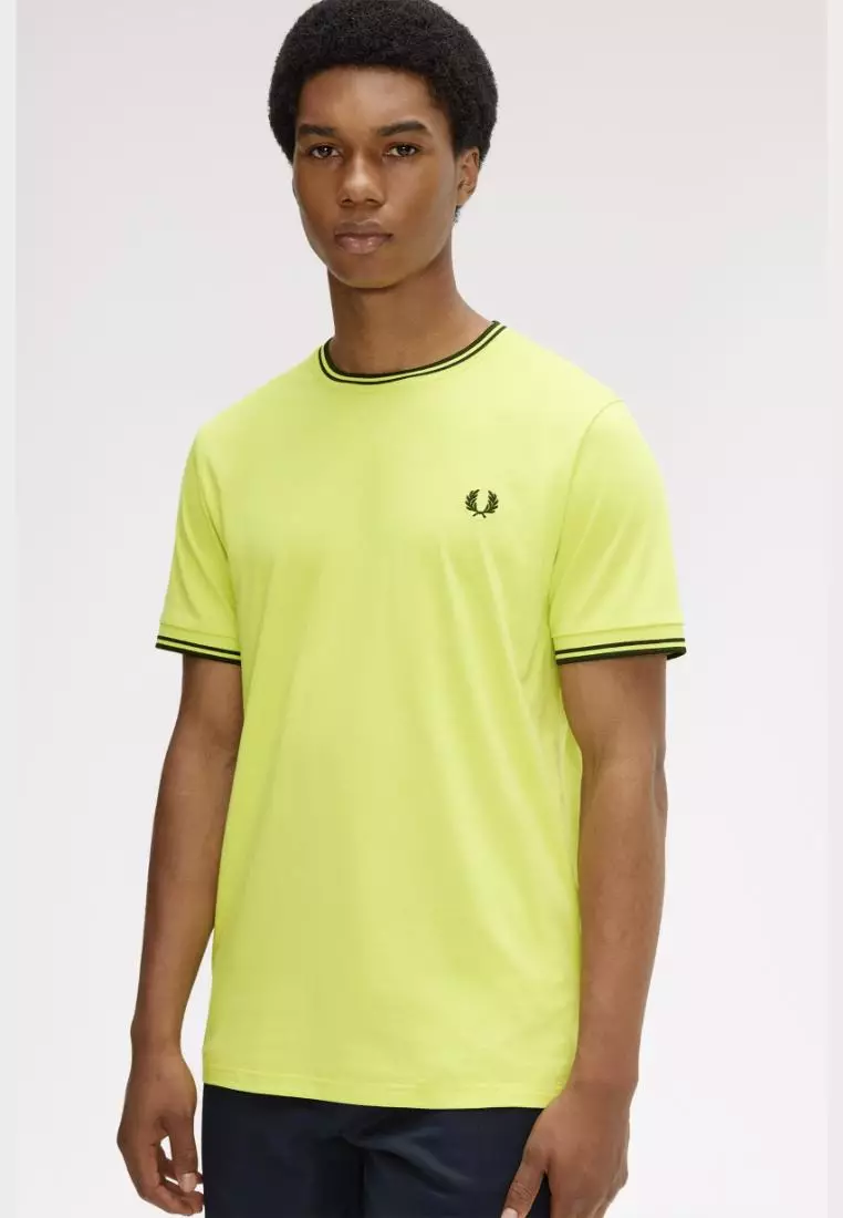 Fred Perry M1588 Twin Tipped T-Shirt (Citron / Black / Black)