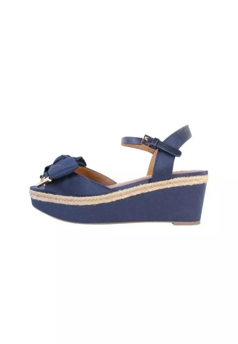 Tory burch navy wedge sandals sale