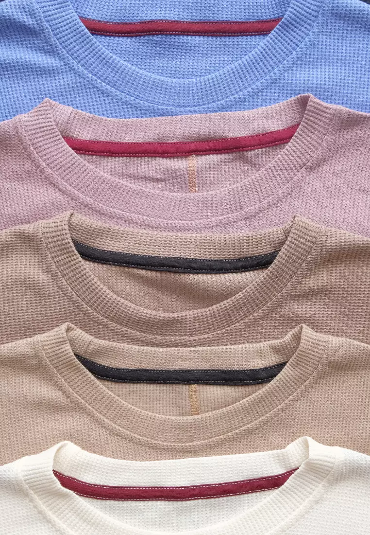 Zelena - Waffle Tshirt Basic | Kaos Waffle | Atasan Casual Sporty - Butter