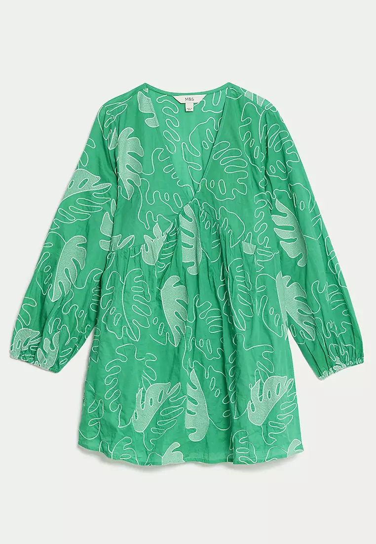 Jual Marks Spencer Pure Cotton Embroidered V-Neck Mini Beach