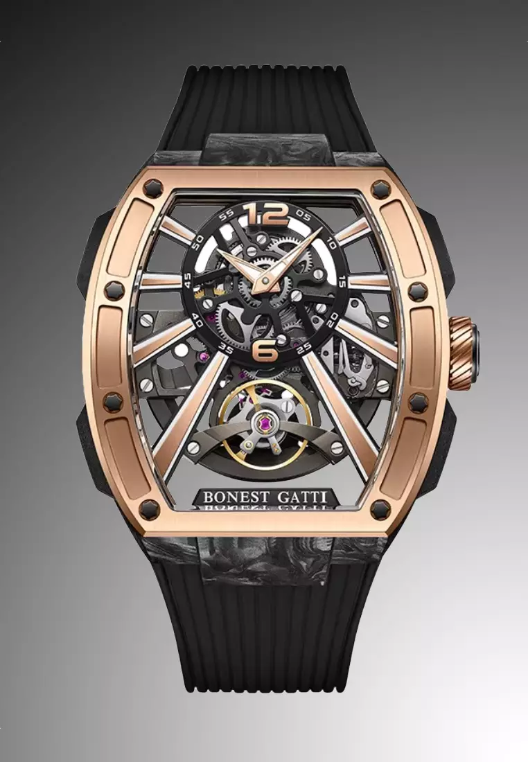 自動中性不鏽鋼手錶，橡膠錶帶