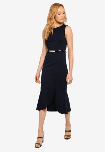 Buy Dorothy Perkins Sleeveless Frill Belted Pencil Dress Online On