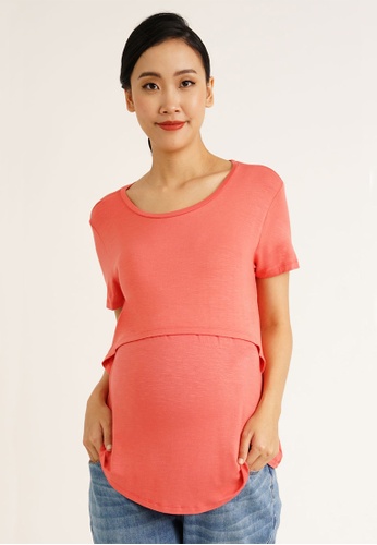 9months Maternity orange Coral Maternity S/S Nursing Top 81ADAAABC54BB7GS_1