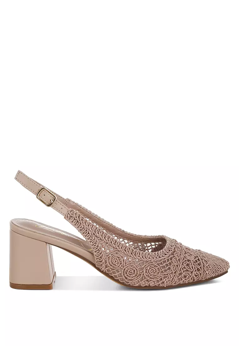 Woven Design Slingback Sandals in Pink