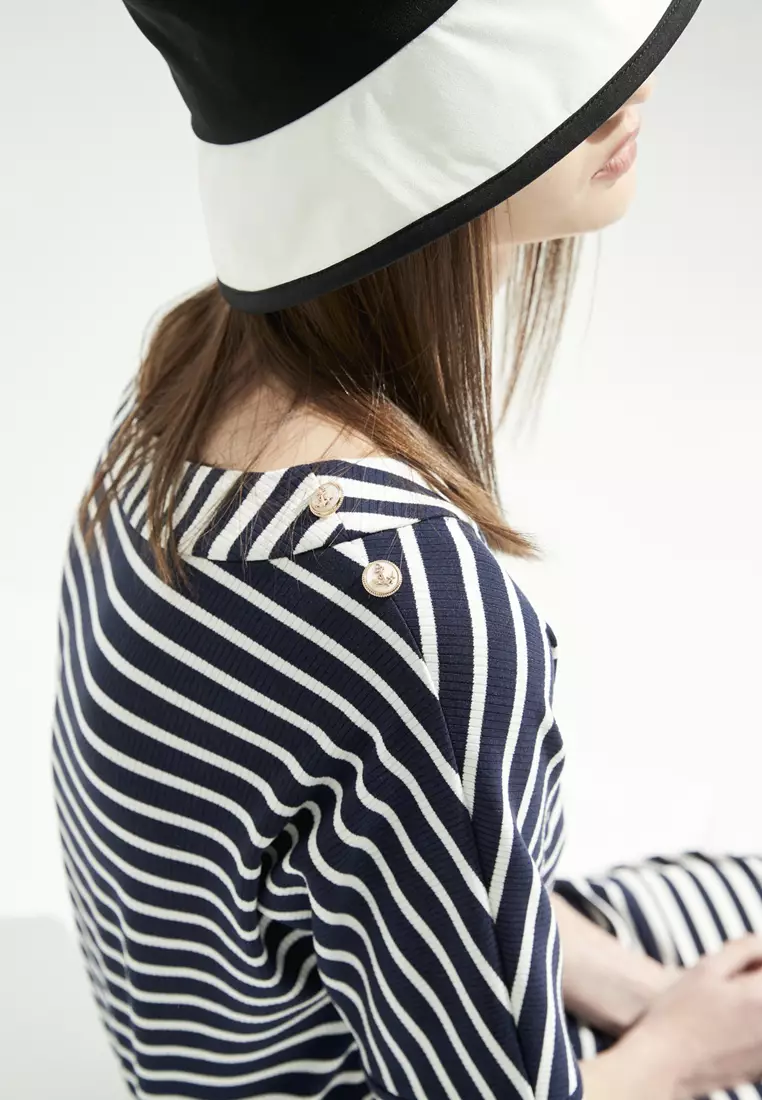 Short Sleeve Navy Stripe Dress