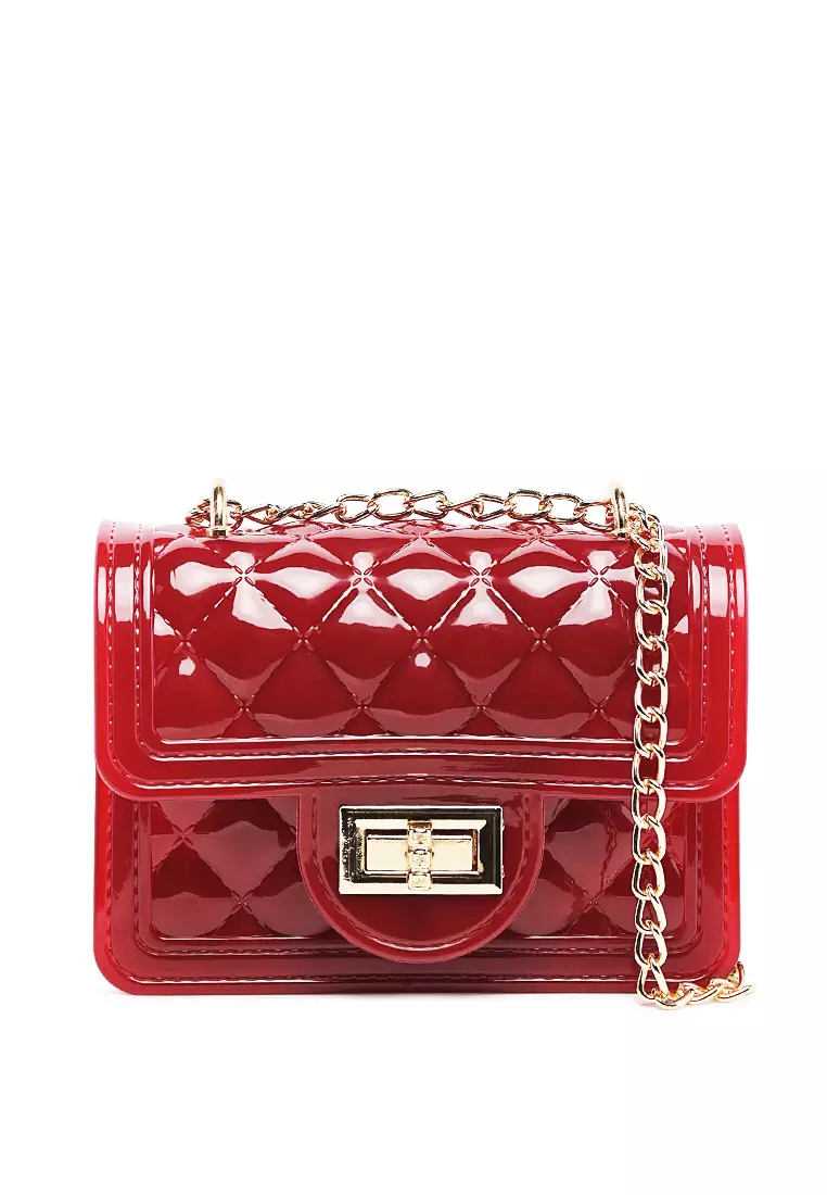 Buy Tommy Hilfiger Women Red Small Chain Quilted Bowler Handbag - NNNOW.com