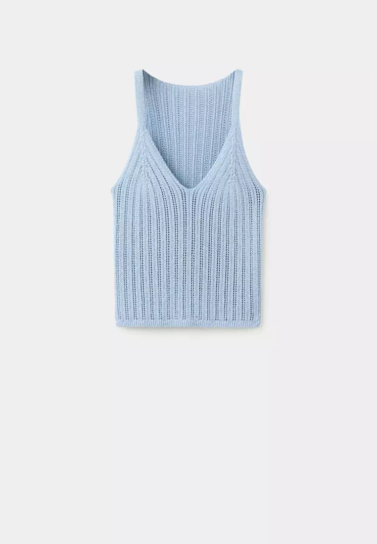 Openwork Lurex Knit Top