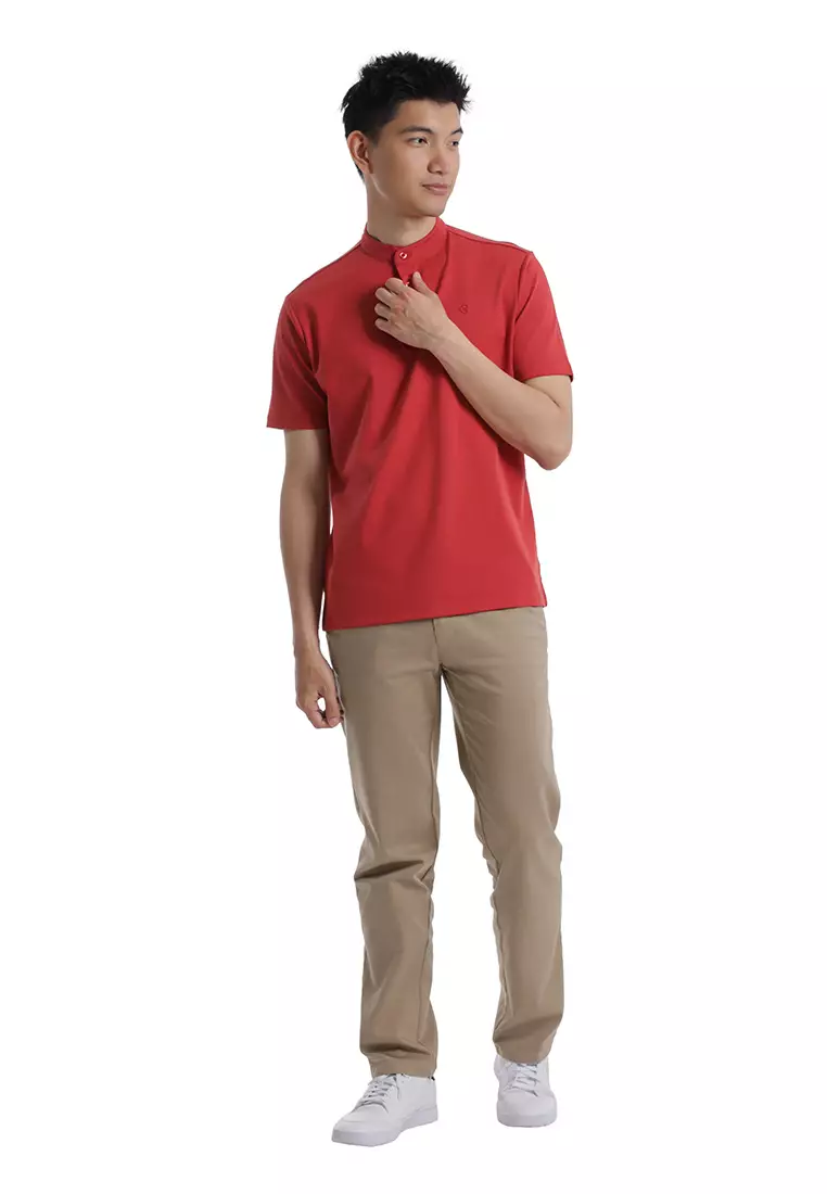 Byford Mandarin Polo Shirt Short Sleeve - 3626001A-75Red