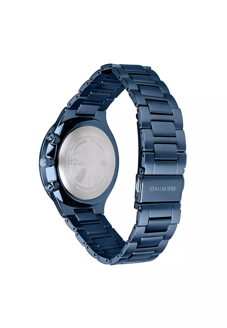 Men's Blue Titanium Strap with Titanium Links and Blue Dial Quartz Watch -  11743-797