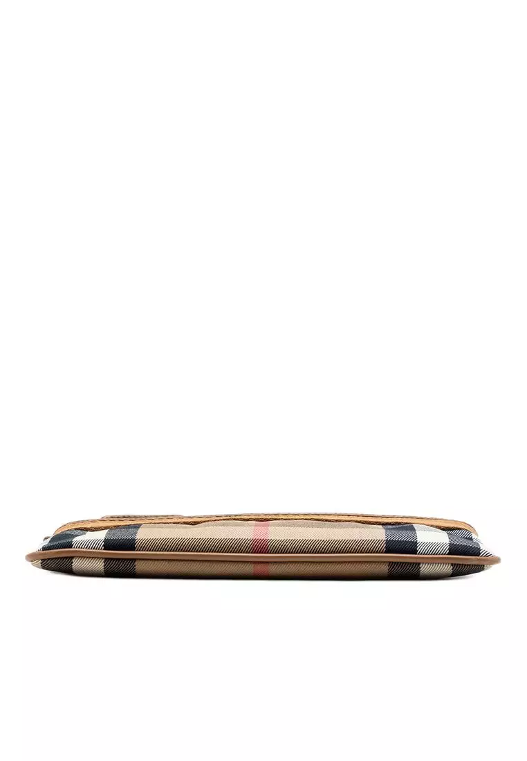 Pre-Loved Burberry House Check Canvas Wristlet Clutch