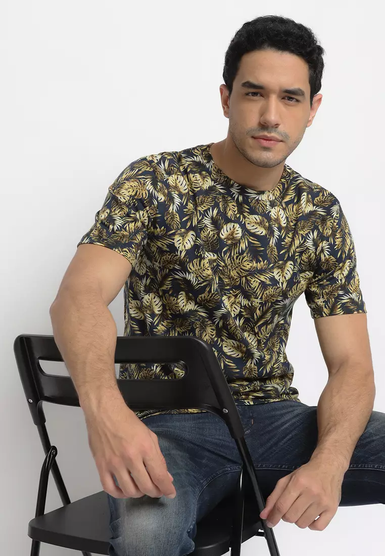 Navy Gold Leaf T-Shirt