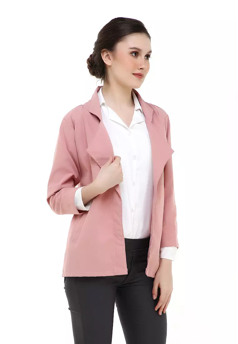 Blazer Wanita Casual Suit Material Baby Canvas ORIGINAL - Pink