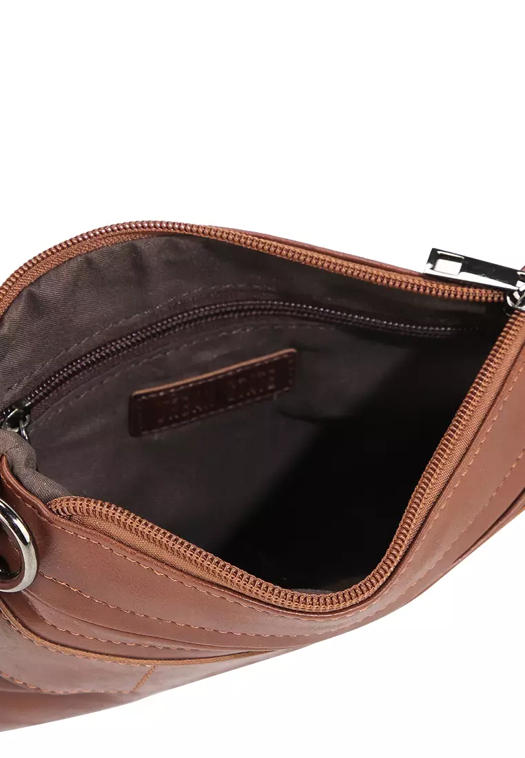 Distressed Leather Hand Strap Clutch Bag