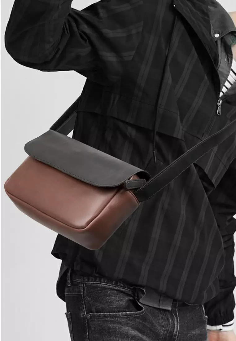 Buy Lara Men Plain Flap Crossbody Sling Shoulder Bag Black & Coffee