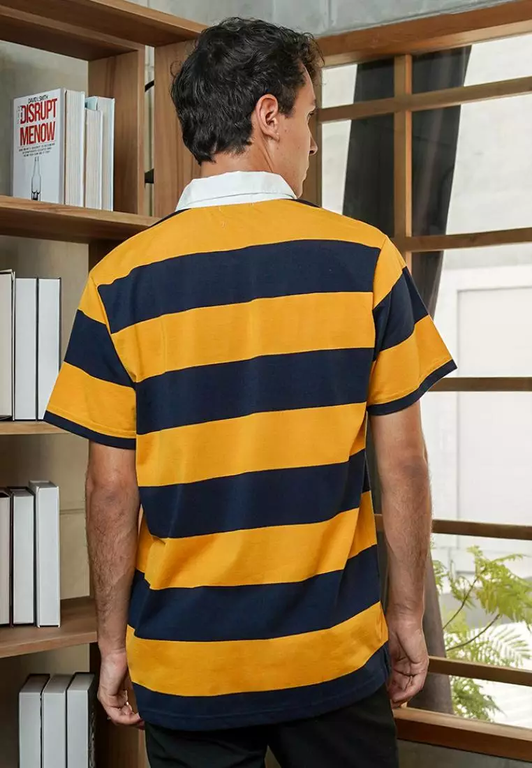 Matsuda Kaos Rugby Polo Shirt Pria Katun Lengan Pendek Noshiro