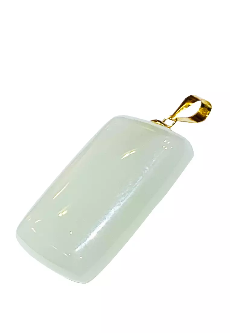 [特價] LITZ 18K 翡翠吊墜配 14K 鍍金 925 銀鍊 JP008