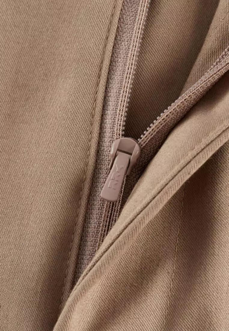 Cotton Blend Spandex Satin Ankle Skinny Pants With Belt