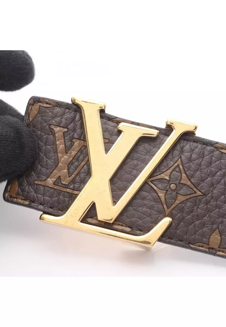 Pre-Loved Louis Vuitton LOUIS VUITTON × Supreme ceinture LV initials gold hardware belt leather Brown black