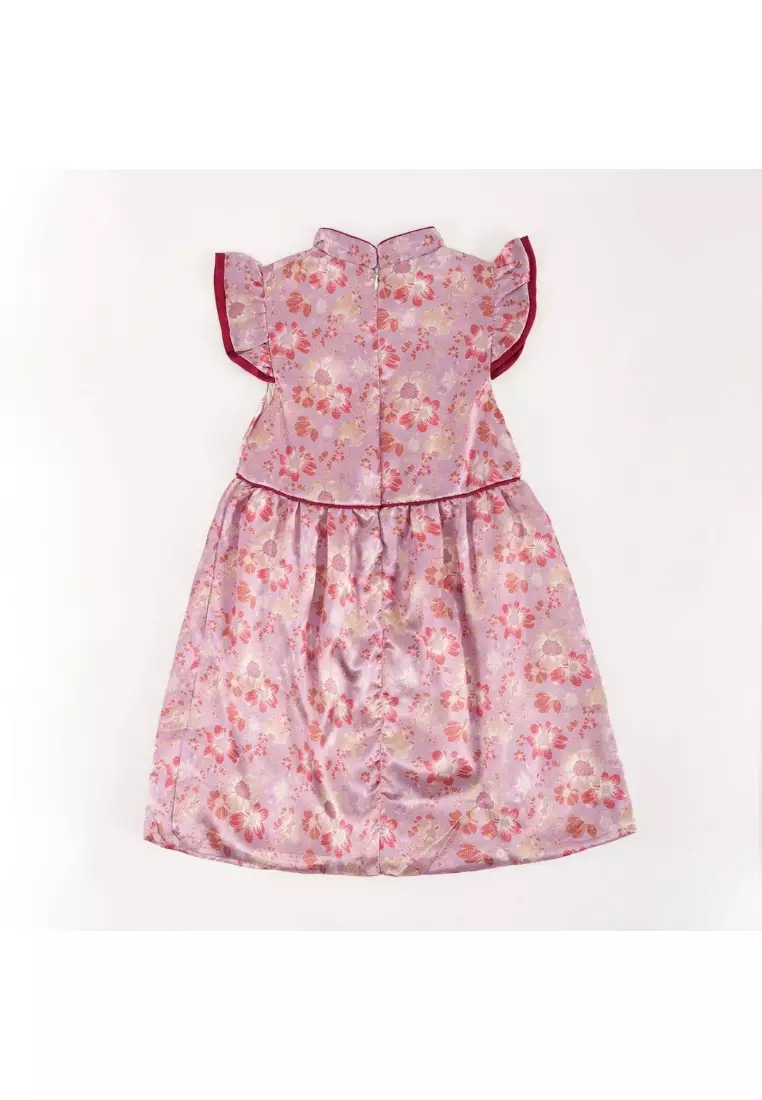Purple w Flowers Baby Kids Girl Cheongsam Dress 0849
