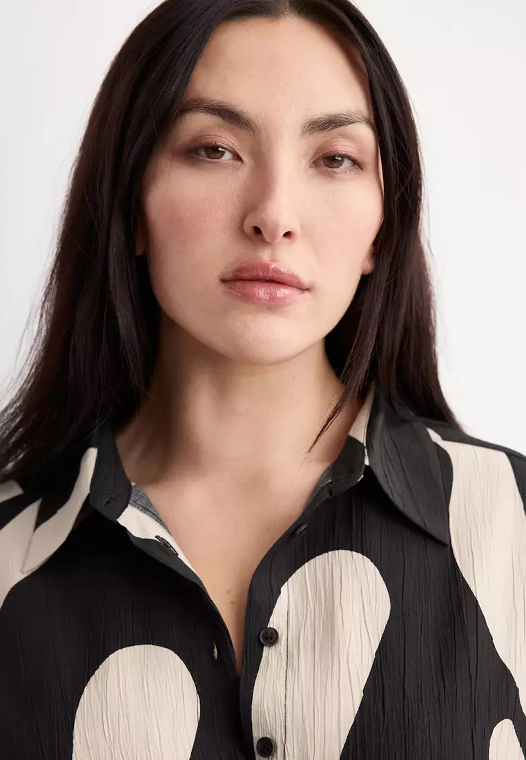 Long Printed Shirt Dress