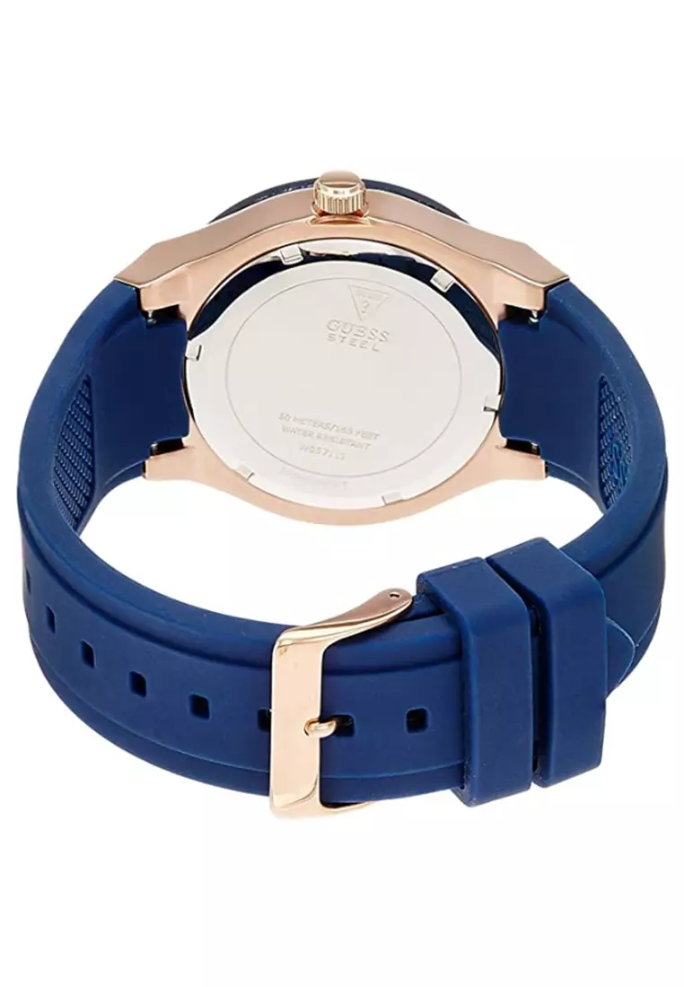 Guess W0571L1 - Jam Tangan Chronograph Wanita - Rosegold - Blue Rubber Strap