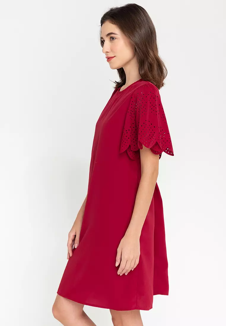 Chiye Laser Cut Sleeves Dress