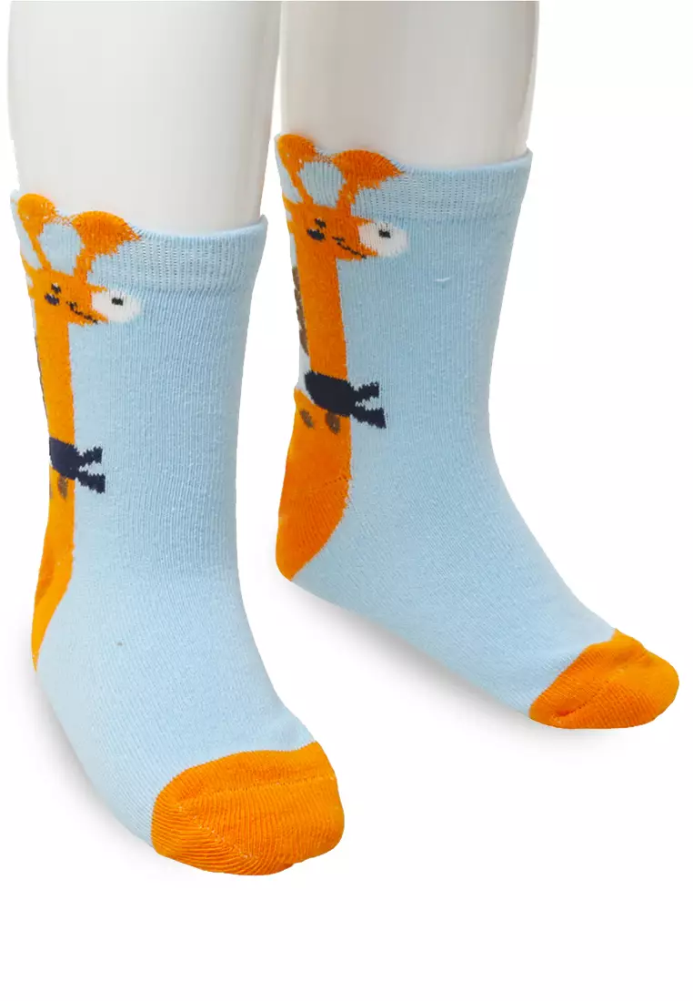 Axel Kaos Kaki Anak Pria Giraffe Motive Comportable Kid Socks Elastis Material Cotton ORIGINAL - Soft Blue