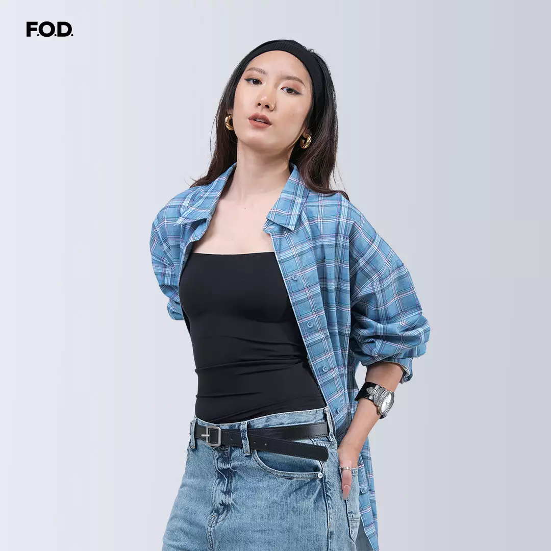 Kemeja Wanita Ellena Blue Pink