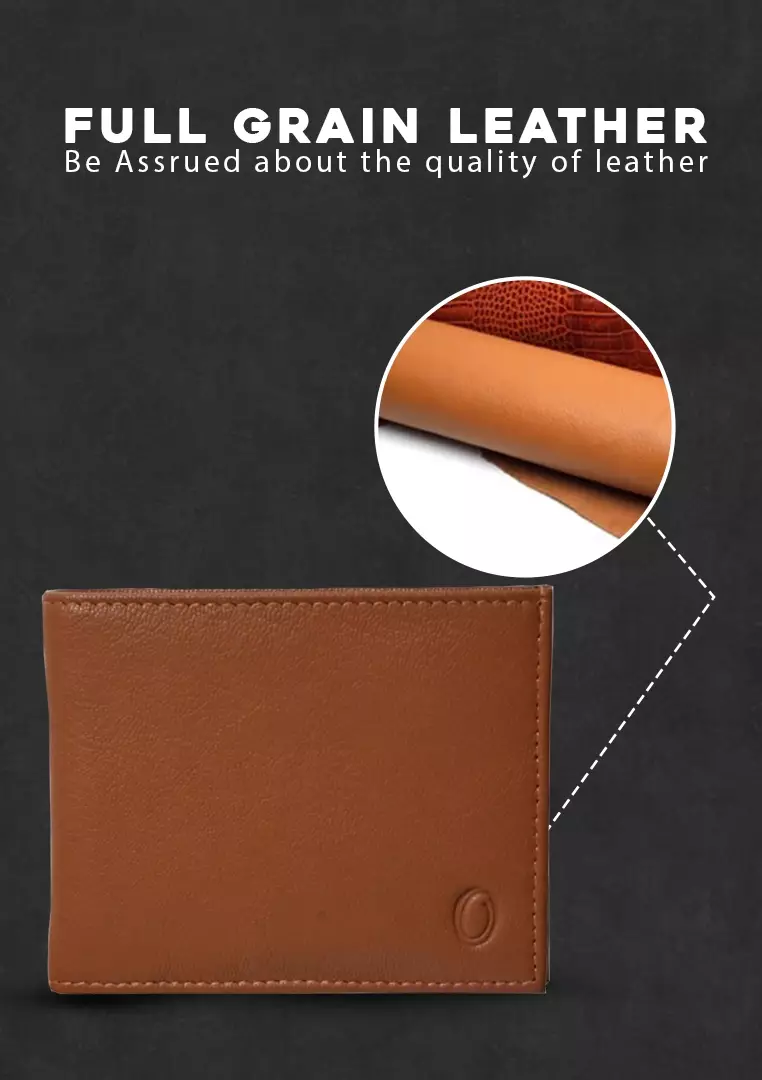 Men Lucky Wallet with no holes - Full Grain Leather Wallet - Bifold Lucky Wallet - BROWN Wallet -3704 Oxhide