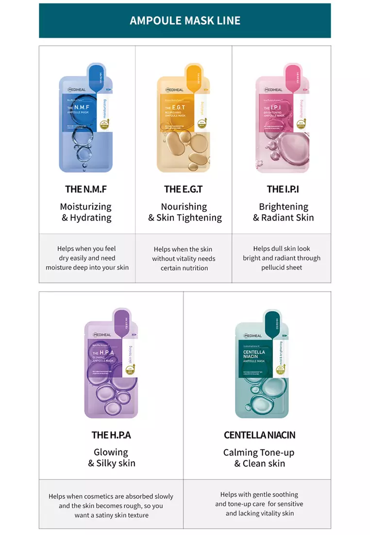 Centella Niacin Ampoule Mask Pack, 5 sheets x 25ml), Mild & Brightening