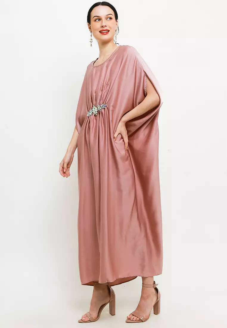 Sateen Kaftan With Crystal Detail