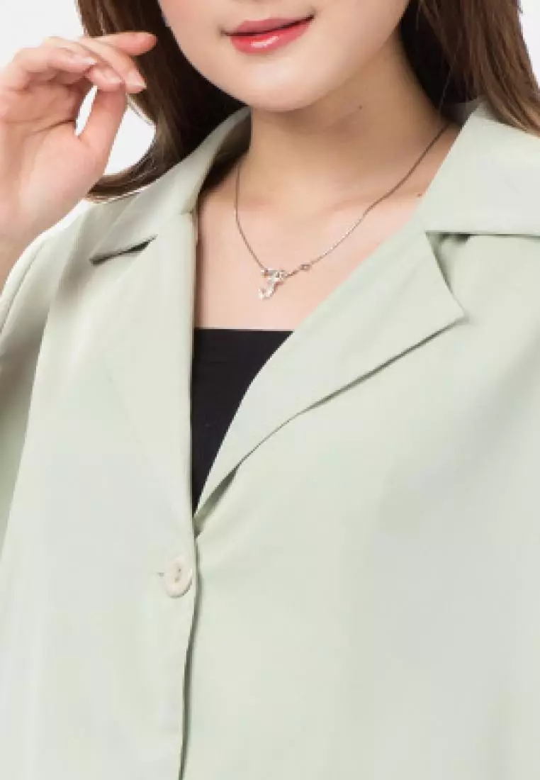 Mid Sleeve Fake Pocket Blazer