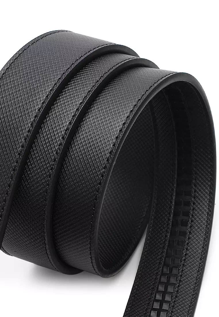 40MM Leather Automatic Buckle Belt - Black