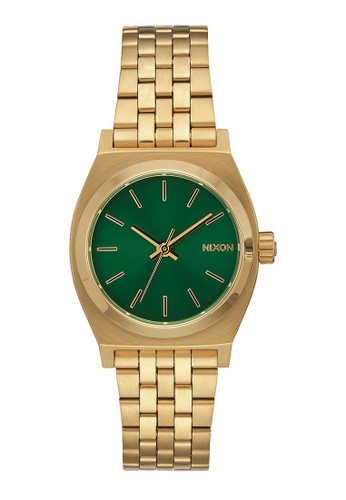 NIXON Small Time Teller All Gold / Green Sunray Jam Tangan Women A3991919 - Stainless Steel - Silver
