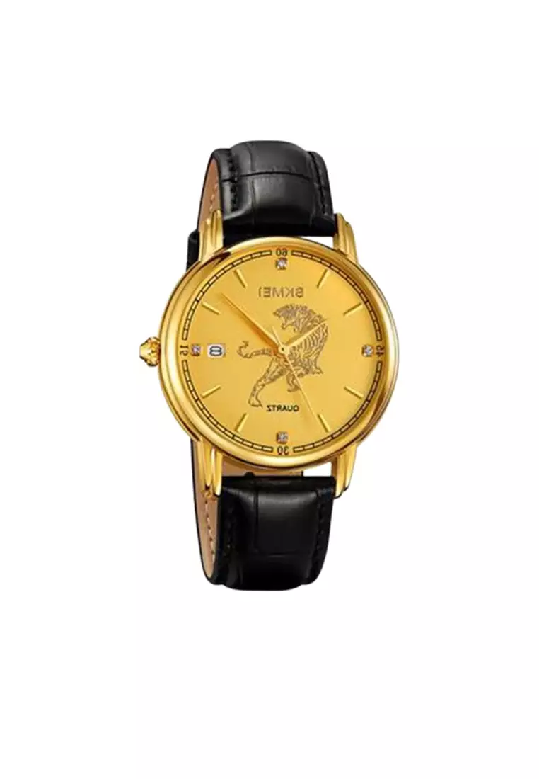 Jam Tangan Quartz Analog Shio Chinese Zodiac Waterproof 30M Macan ORIGINAL - Black Gold