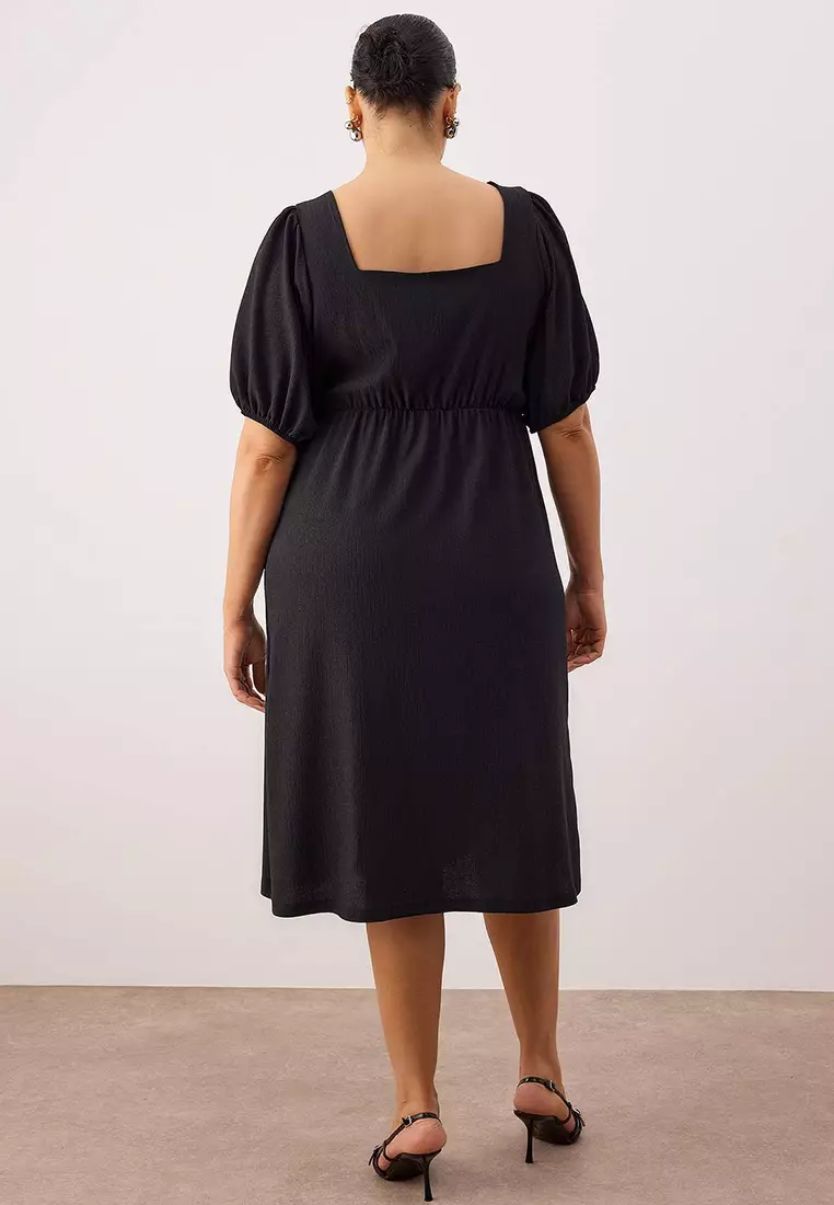 Plus Size Square Neck A-Line Dress