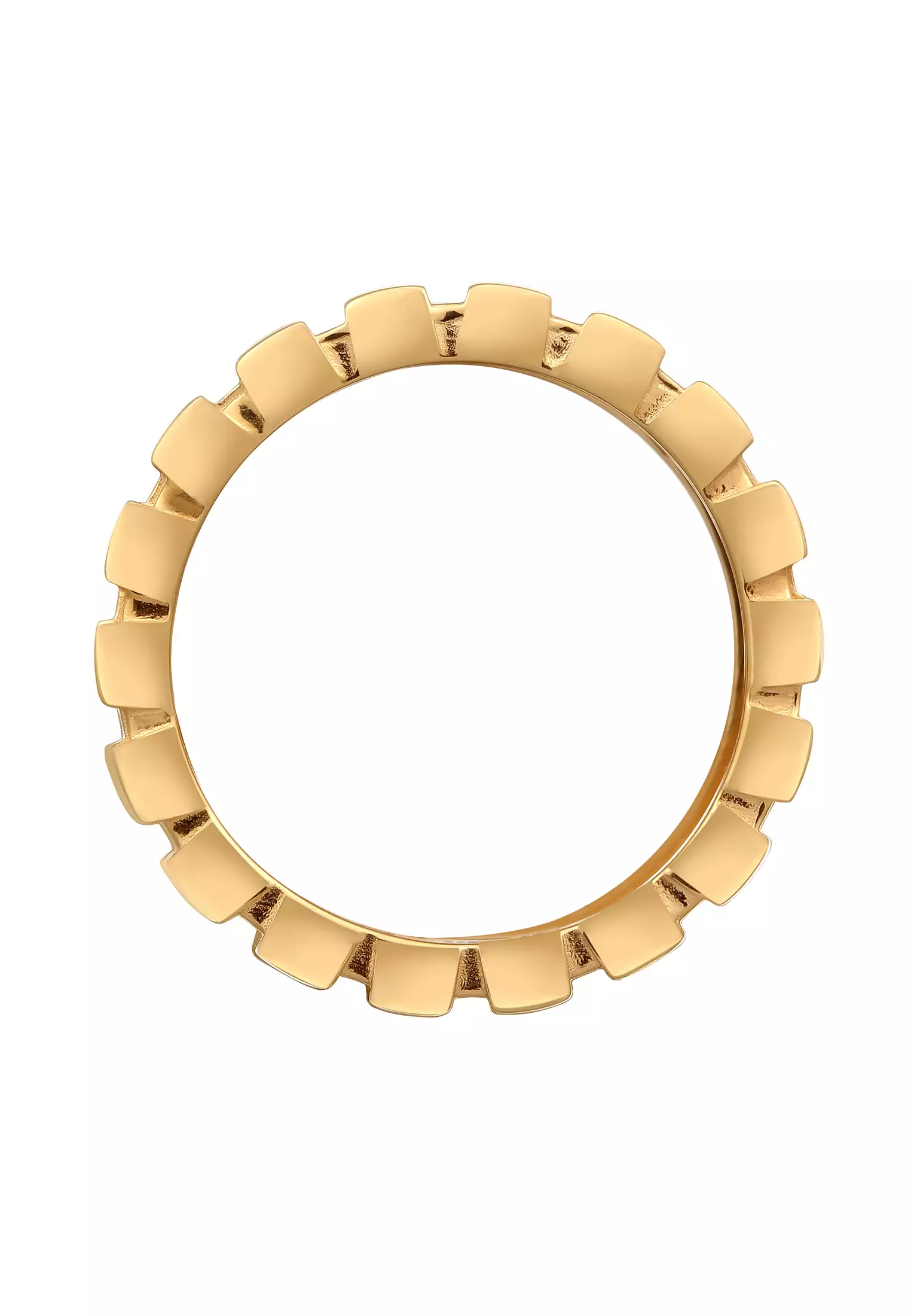 Men’s Silver Ribbed Wide Band Ring – Gold-Plated