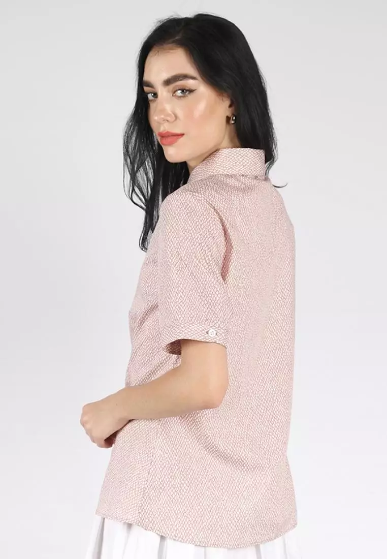 Kemeja Lengan Pendek Pierre Cardin Wanita Serena Taupe