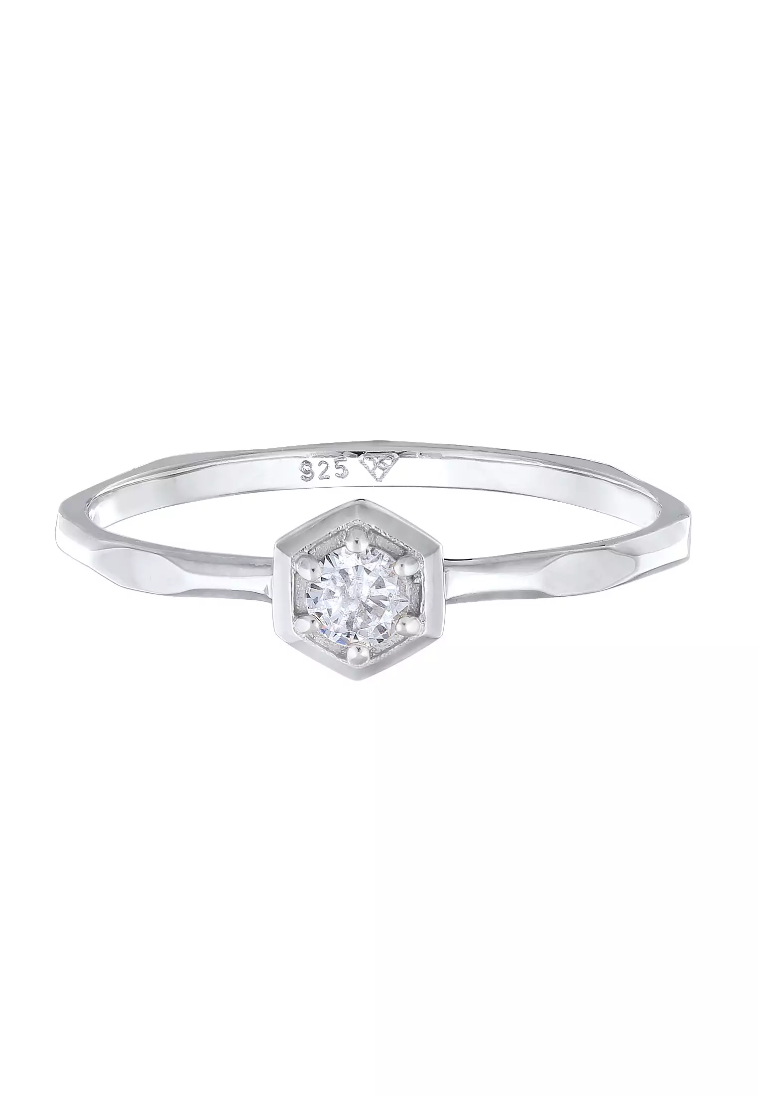 Ring Solitaire Geo Octagon Zirconia Crystal