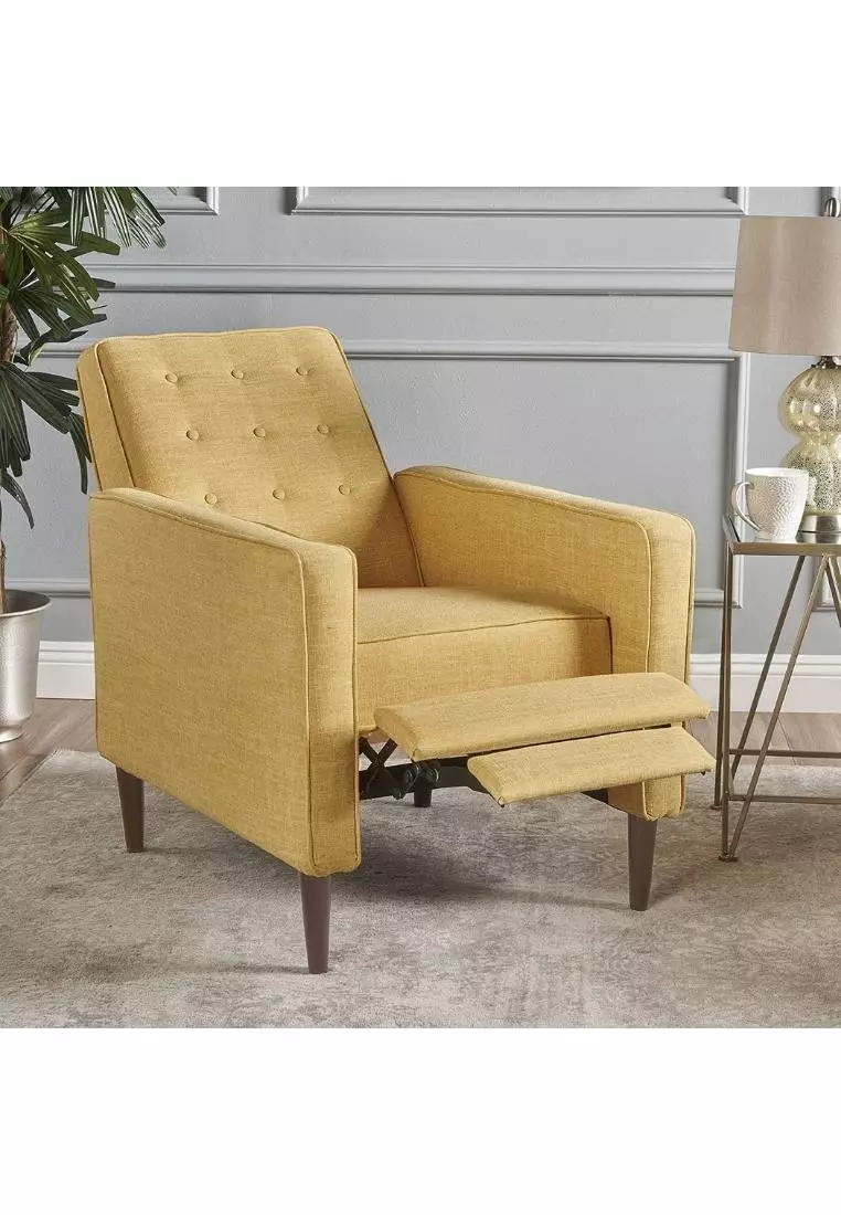 Macedonia mid century modern tufted back fabric recliner deals
