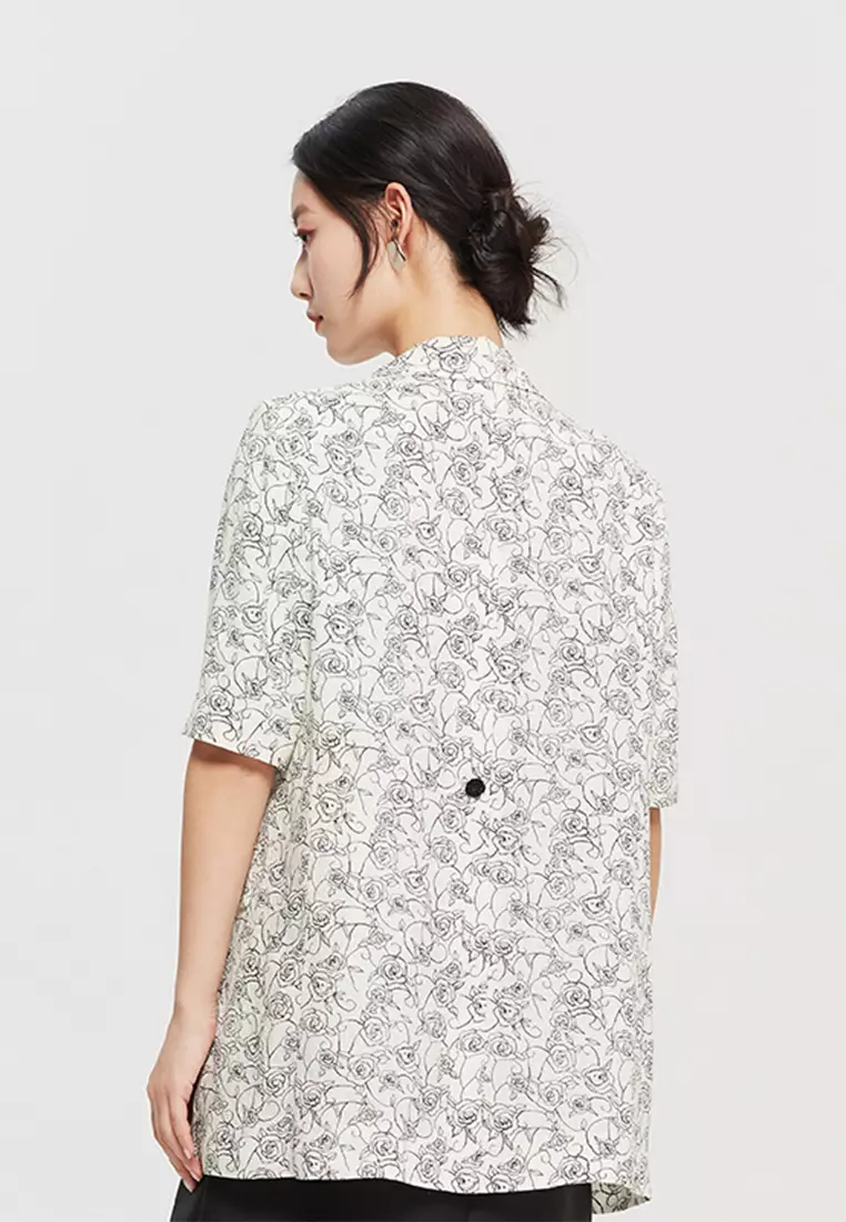 Short Sleeve Mortif Floral Design Smart Casual Blazer