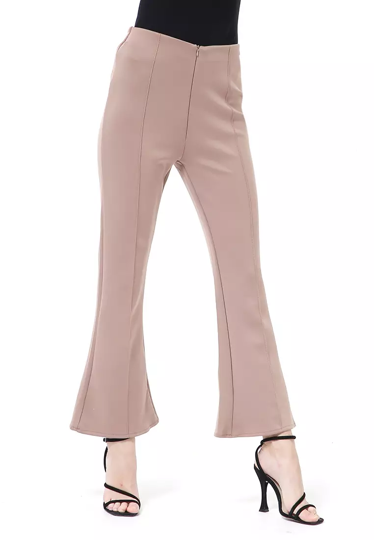 Stella Celana Kerja Wanita Long Pants Cutbray Simple Design Material Scuba ORIGINAL - Mocca