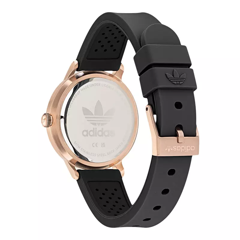 Jam Tangan Unisex Adidas AOSY22070 Rose Gold Dial Black Silicone Strap