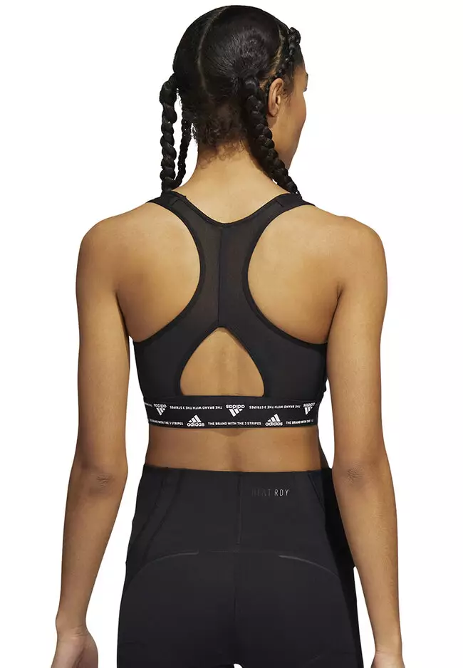Buy ADIDAS powerreact training medium-support 3-stripes sports bra in Black/ White 2024 Online