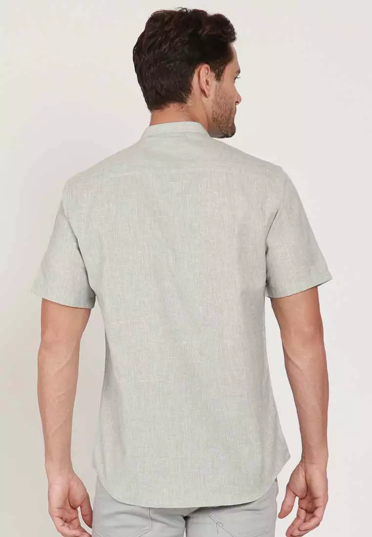 KOKO HASBIH GREY Kemeja Casual Formal Pria Lengan Pendek SS - Baju Atasan Top Man Muslim Shirt
