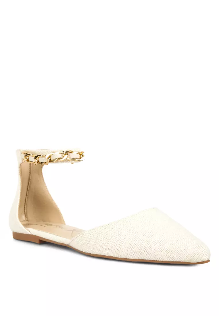 White embellished flat sandals outlet