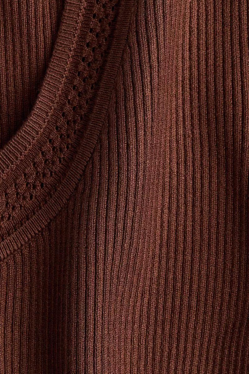 Frill-trimmed rib-knit top