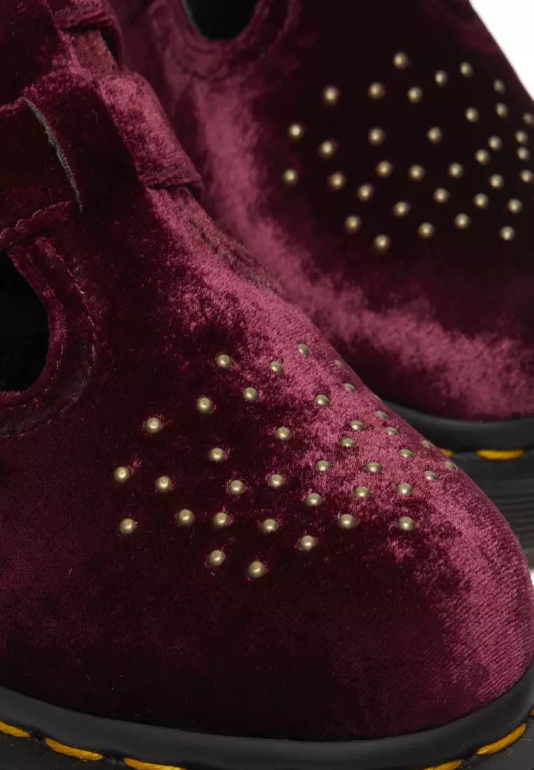 8065 Vegan Velvet Mary Jane Shoes Cherry Red Women