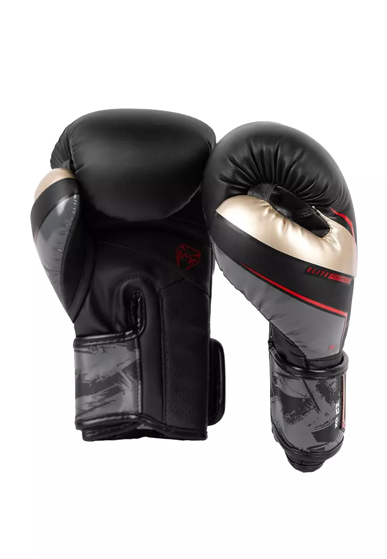Venum Elite Evo Boxing Gloves - Black/Gold/Red