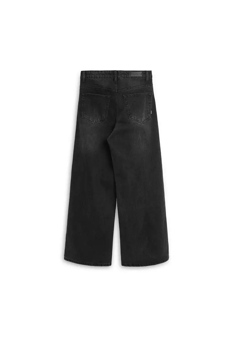DRUM Select Studded Embroidery Baggy Jeans- Black